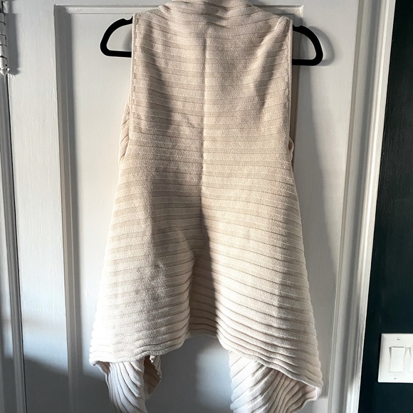Loft Drapey Drapery Ribbed Knit Sleeveless Cardigan Sweater Duster Vest M/L - Picture 2 of 3